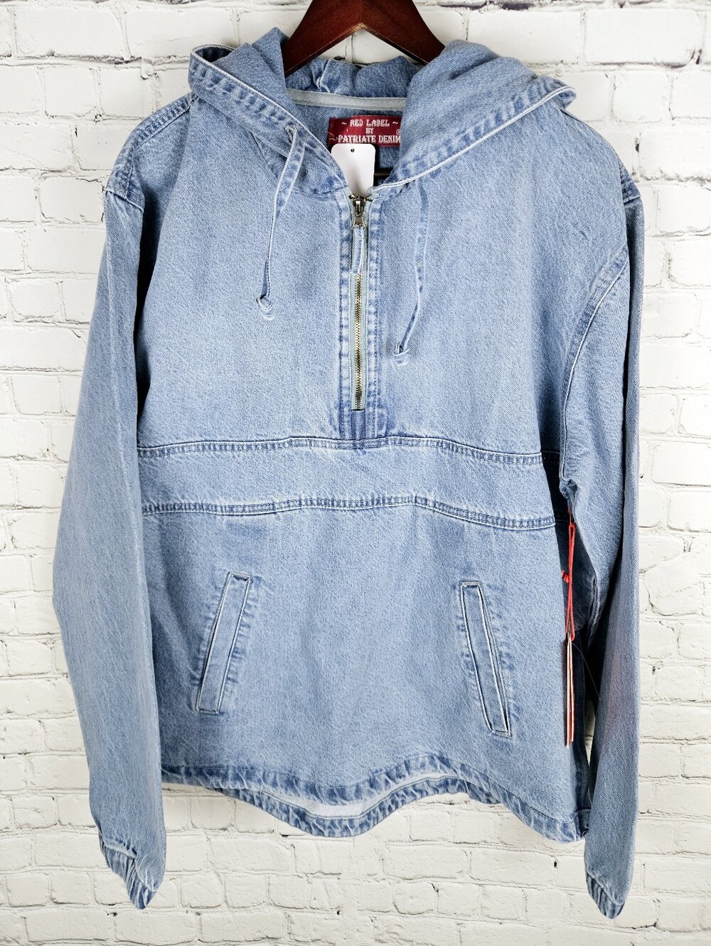 RED LABEL by PATRIATE DENIM | hooded denim ⅓ zip jean pullover anorak jacket